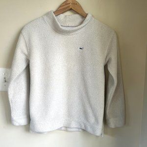 Vineyard Vines Girls' Sherpa Mock Neck Pullover, Ivory, Size L (14)